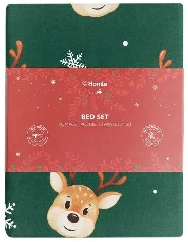 Комплект постільної білизни Homla Iremi візерунок олені зелений 160x200 / 2*70x80 см (5904183829432) - зображення 3