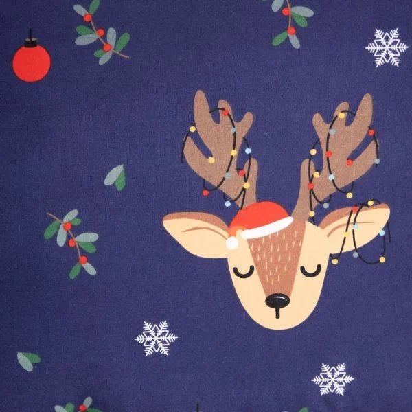 Komplet pościeli Homla Rudolph wzór renifery granatowa 220x200 / 2*70x80 cm (5904183858500) - obraz 3