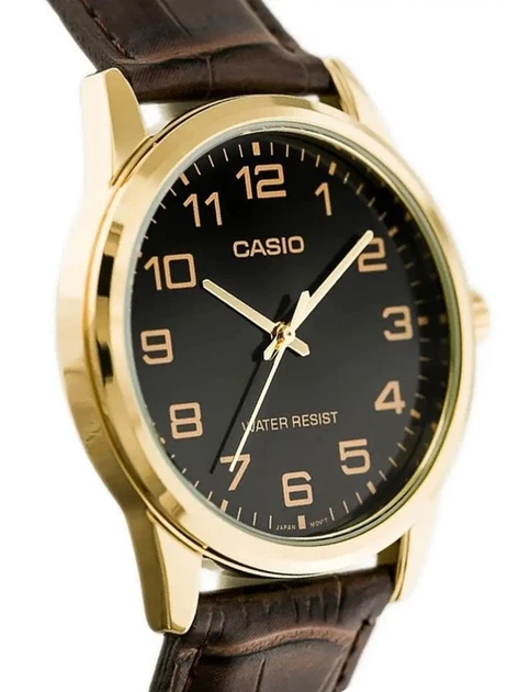 Чоловічий наручний годинник Casio MTP-V001GL-1B, кварцовий, шкіряний ремінець, водозахист 30 м - зображення 4