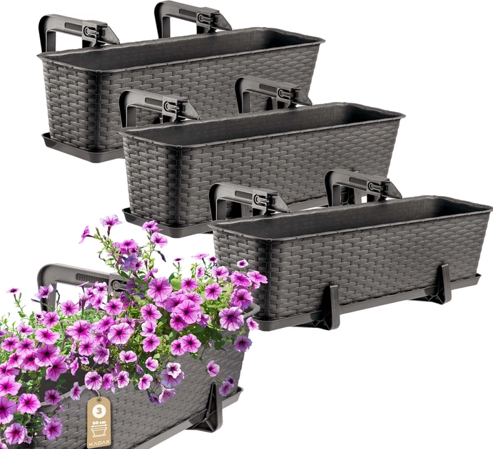 Skrzynka balkonowa z uchwytami Kadax Castro K8209 3 szt. Brązowa - obraz 1