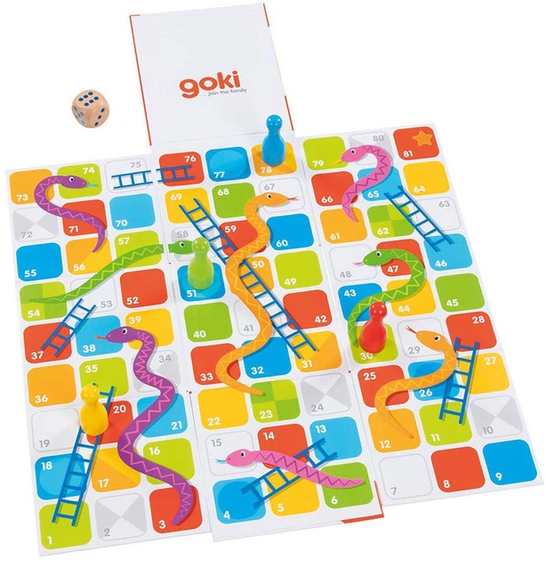 Gra planszowa Goki XXL Snakes and ladders in cube (edycja holenderska) (4013594566360) - obraz 3
