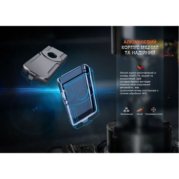 Ліхтар наключний Fenix E03R V2.0. Синій - зображення 8