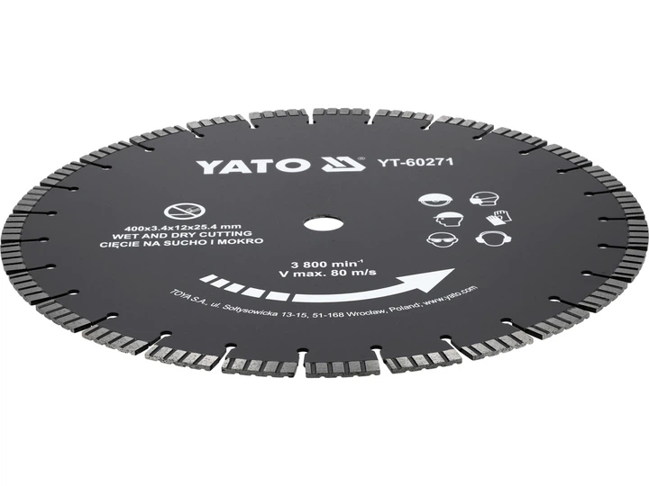 Tarcza do przecinarki Yato YT-60271 do betonu krawężników 400 mm otwór 25.4 mm (5906083119422) - obraz 3