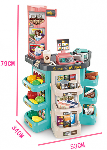 Supermarket Woopie z wózkiem, kasą, wagą i skanerem 47 elementów (5904326941588) (955555909794867) - Outlet - obraz 4