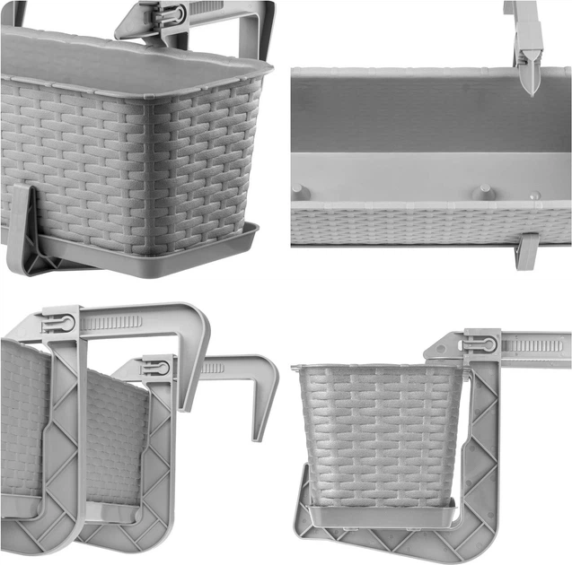 Skrzynka balkonowa z uchwytami Kadax Castro K8213 3 szt. Jasny Szary - obraz 5