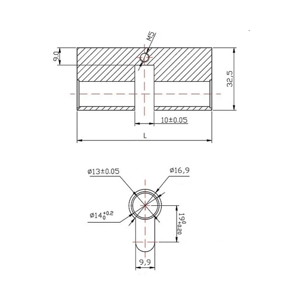 Циліндр для замка RZ 30х30 Хром (00058847) - изображение 2
