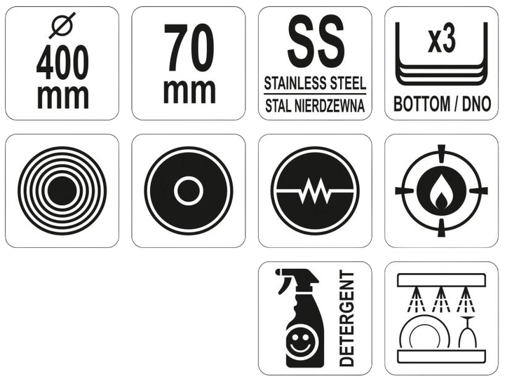 Patelnia Yato Professional Kitchen Equipment YG-00105 ze stali nierdzewnej 40 cm (5906083860591) - obraz 4