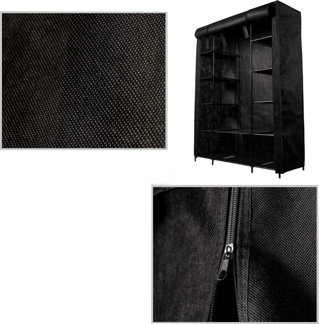 Szafa tekstylna KIK składana XXL Czarna (5903039742727) - obraz 2