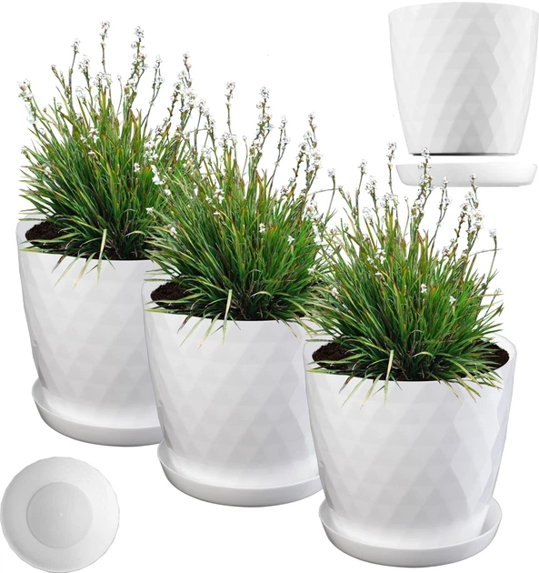 Квітковий горщик з підставкою Kadax Amily 30 см 3 шт. Білий (K8146) - зображення 2