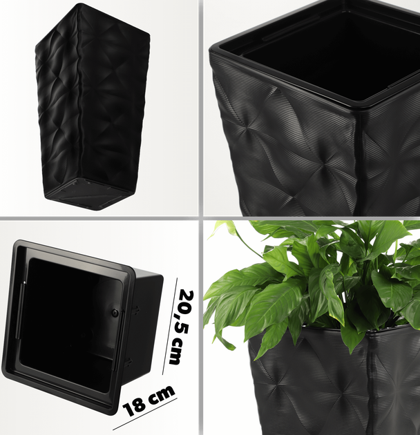 Високий садовий горщик для квітів Kadax Bando 30 см Чорний (K4177) - зображення 3