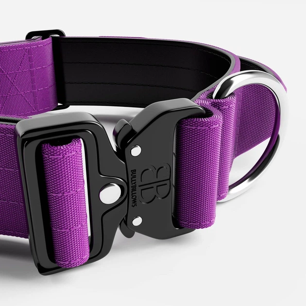 Тактический широкий ошейник с ручкой для собак BullyBillows Combat Collar Handle 5 cm XL: 50 мм, ОШ 56-73 см Фиолетовый - изображение 2