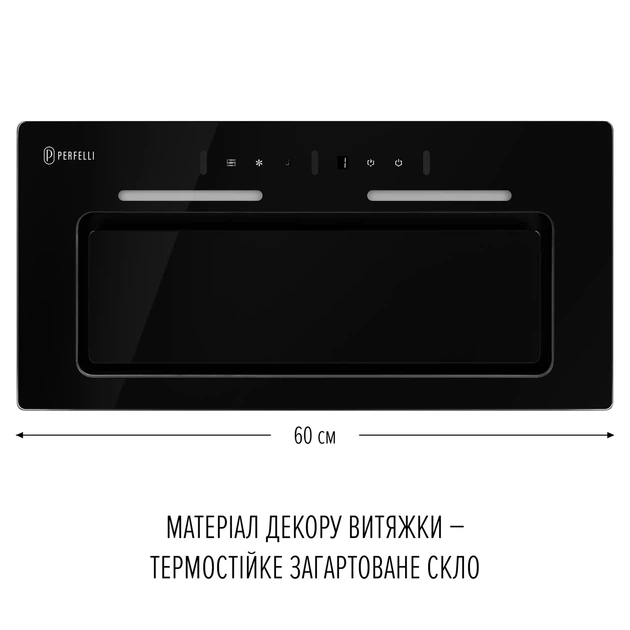 Сенсорная кухонная вытяжка Perfelli NUOVA 6JWRB NERO черная полновстраиваемая, управление жестами - изображение 2