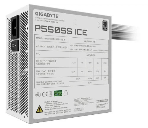 Блок питания 550 Вт, Gigabyte P550SS, White (GP-P550SS ICE) - Фото 8 Блок питания 550 Вт, Gigabyte P550SS, White (GP-P550SS ICE) - изображение 8