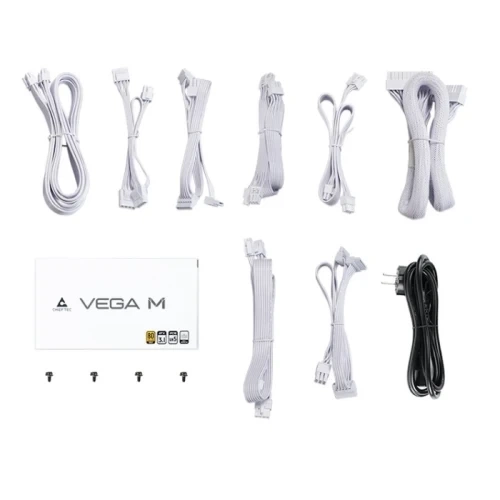 Блок живлення 750 Вт, Chieftec VEGA M, White, модульний, 80+ Gold, 135 мм FDB, 3xMolex / 6xSATA / 1x16-pin / 4x6+2-pin / 2x4+4-pin / 1x20+4-pin, захист AFC/OPP/OTP/OVP/SCP/SIP/UVP/OCP, ATX 12V 3.1 (PPG-750-CW) - изображение 6