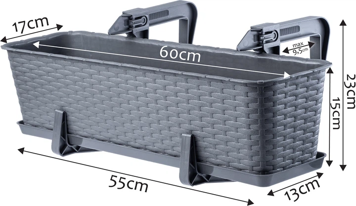 Skrzynka balkonowa z uchwytami Kadax Frette K2879 Grafit - obraz 2