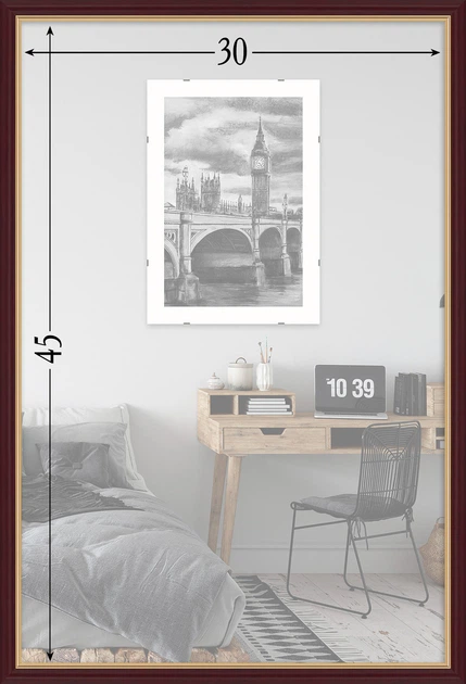 Фоторамка пластикова 30х45 багет: AM1515-054-2 Темне дерево із золотом (з антивідблисковим склом 2мм, двп) EmojiFrame - зображення 6