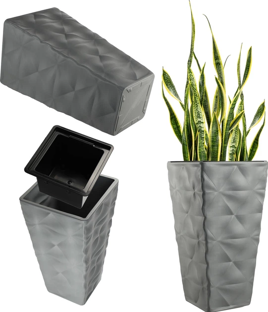 Donica wysoka ogrodowa na kwiaty Kadax Bando 30 cm Platyna (K4176) - obraz 1