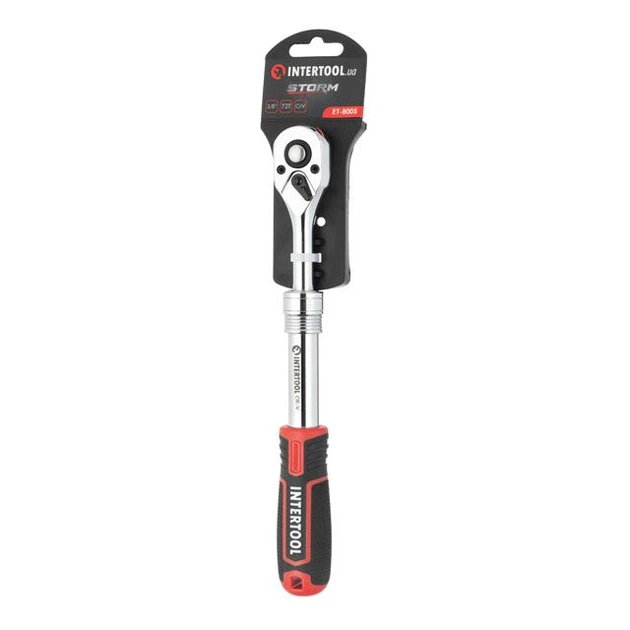 Рукоятка с храповым механизмом телескопическая, 72 зуба 3/8", Cr-V STORM INTERTOOL ET-8005 - изображение 5