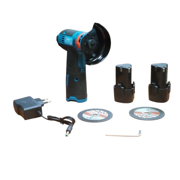 Акумуляторна болгарка у валізі Електроболгарка Міні болгарка Domotec 10011 2 акб 12 В диск 75 мм - зображення 7