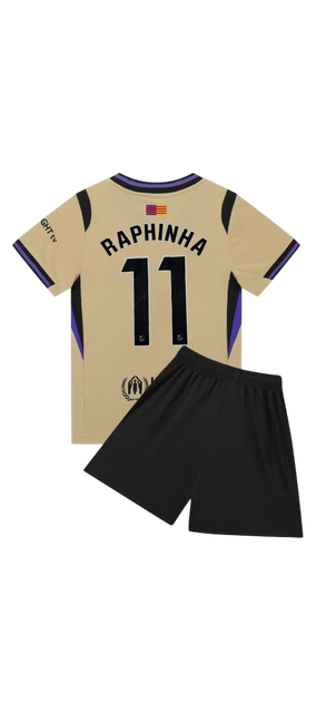 Дитяча футбольна форма «Барселона» №11 Raphinha сезон 25/26, бежева 30(150-160см) - Фото 4 Дитяча футбольна форма «Барселона» №11 Raphinha сезон 25/26, бежева 30(150-160см) - зображення 4