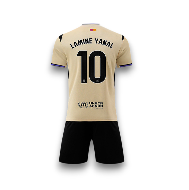 Дитяча футбольна форма «Барселона» №10 Lamine Yamal виїздна сезон 25/26, бежева 28(145-150см) - зображення 4
