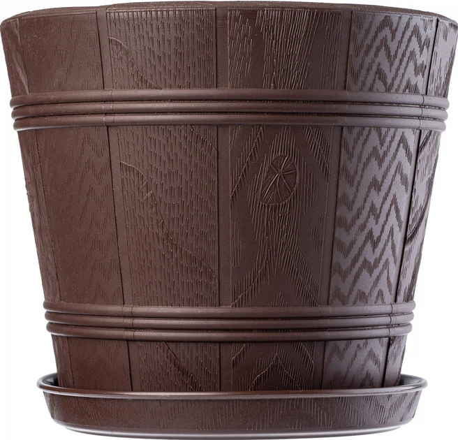 Doniczka drewnopodobna z podstawką Kadax Pula 38 cm Brązowa (K1090) - obraz 4