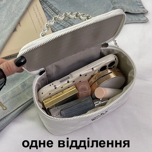 Женская сумка-косметичка Chanel 9910 белая - изображение 6