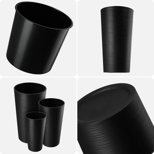 Квіткові горщики зі вставкою Kadax Lilia 19 см + 25 см + 30 см Чорні - зображення 11