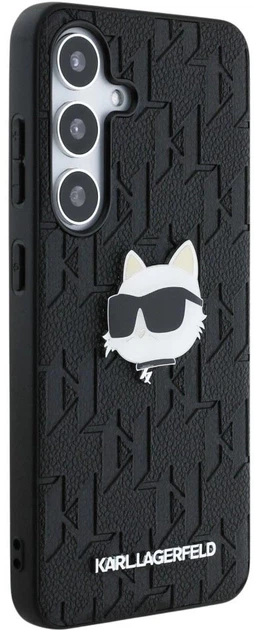 Панель Karl Lagerfeld Leather Monogram Pin Logo Choupette Head для Samsung Galaxy S25 Black (3666339449827) - зображення 4