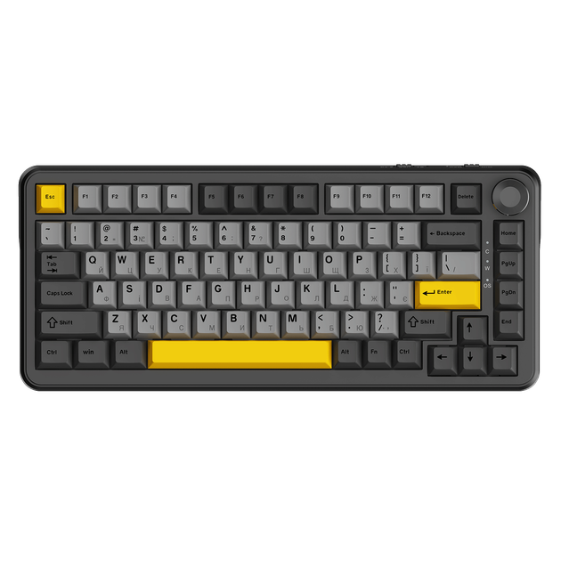 Ігрова дротова механічна клавіатура Ajazz AK820 MAX Magnetic switches-Black-Gray-Yellow-RGB - Фото 1 Ігрова дротова механічна клавіатура Ajazz AK820 MAX Magnetic switches-Black-Gray-Yellow-RGB - зображення 1