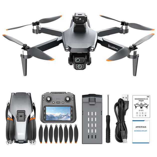 Квадрокоптер L600 PRO-1 4K GPS з пультом з екраном FPV, дрон з камерою 4K, безщітковий квадрокоптер, дальність до 1200 м, Follow Me, Waypoint, повернення додому, 1 акумулятори, дрон для зйомки - Фото 3 Квадрокоптер L600 PRO-1 4K GPS з пультом з екраном FPV, дрон з камерою 4K, безщітковий квадрокоптер, дальність до 1200 м, Follow Me, Waypoint, повернення додому, 1 акумулятори, дрон для зйомки - зображення 3