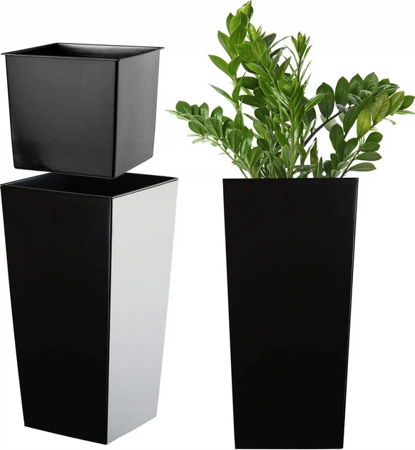 Donica na kwiaty z wkładem Kadax Masiera 19 cm Czarna (K4225) - obraz 1