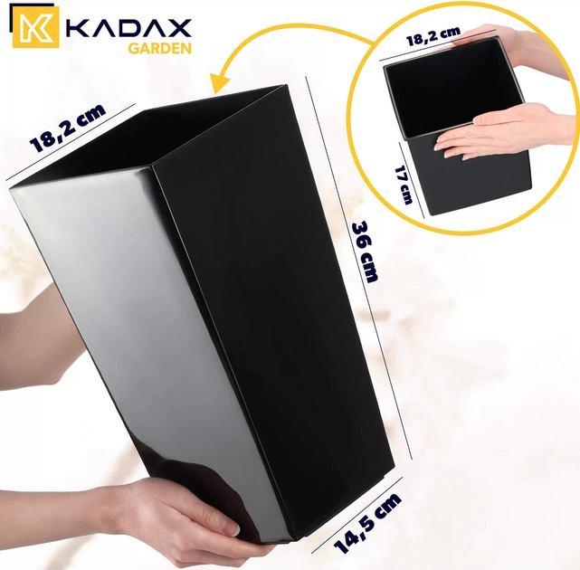 Donica na kwiaty z wkładem Kadax Masiera 19 cm Czarna (K4225) - obraz 5