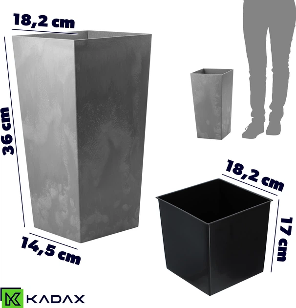 Donica ogrodowa Kadax Pesaro 19 cm Szary beton (K9928) - obraz 8