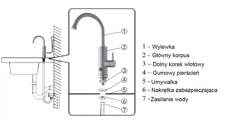 Проточний водонагрівач на стільницю Noveen IWH850 INOX - зображення 4