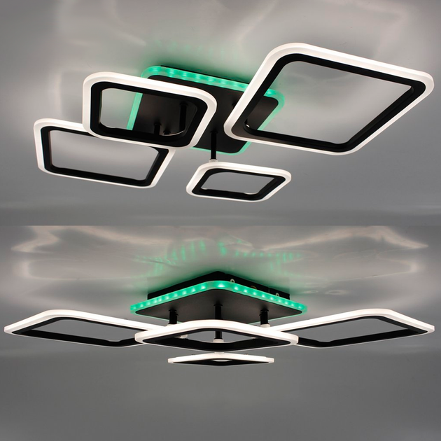 LED люстра OVAL RGB 90W 5S Luminaria чорна світлодіодна з пультом 725×423×75мм BLACK 220V IP20 - зображення 6