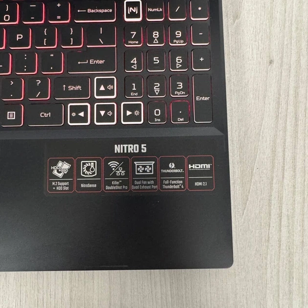 Ігровий ноутбук Acer Nitro 5 AN515-58 / 15.6" (1920x1080) IPS / Intel Core i5-12500H (12 (16) ядер по 3,3 - 4,5 ГГц) / 16 ГБ DDR5 / 512 ГБ SSD NVMe / nVidia GeForce RTX 4050, 6 ГБ GDDR6, 96-біт / WebCam б/в - Фото 9 Ігровий ноутбук Acer Nitro 5 AN515-58 / 15.6" (1920x1080) IPS / Intel Core i5-12500H (12 (16) ядер по 3,3 - 4,5 ГГц) / 16 ГБ DDR5 / 512 ГБ SSD NVMe / nVidia GeForce RTX 4050, 6 ГБ GDDR6, 96-біт / WebCam б/в - зображення 9