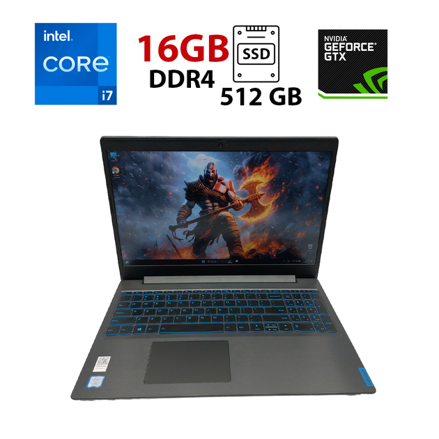 Игровой ноутбук Lenovo IdeaPad L340 Gaming / 15.6" (1920x1080) IPS / Intel Core i7-9750H (6 (12) ядер по 2.6 - 4.5 GHz) / 16 GB DDR4 / 512 GB SSD + 500 GB HDD / nVidia GeForce GTX 1050, 3 GB GDDR5, 96-bit / WebCam / Windows 11 Pro б/у - Фото 1 Игровой ноутбук Lenovo IdeaPad L340 Gaming / 15.6" (1920x1080) IPS / Intel Core i7-9750H (6 (12) ядер по 2.6 - 4.5 GHz) / 16 GB DDR4 / 512 GB SSD + 500 GB HDD / nVidia GeForce GTX 1050, 3 GB GDDR5, 96-bit / WebCam / Windows 11 Pro б/у - изображение 1