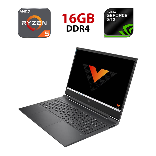 Ігровий ноутбук HP Victus 16-E0017NO / 16" (1920x1080) IPS / AMD Ryzen 5 5600H (6 (12) ядер по 3.3 - 4.2 GHz) / 16 GB DDR4 / 480 GB SSD / nVidia GeForce RTX 3060, 6 GB GDDR6, 192-bit / WebCam б/в - Фото 1 Ігровий ноутбук HP Victus 16-E0017NO / 16" (1920x1080) IPS / AMD Ryzen 5 5600H (6 (12) ядер по 3.3 - 4.2 GHz) / 16 GB DDR4 / 480 GB SSD / nVidia GeForce RTX 3060, 6 GB GDDR6, 192-bit / WebCam б/в - зображення 1