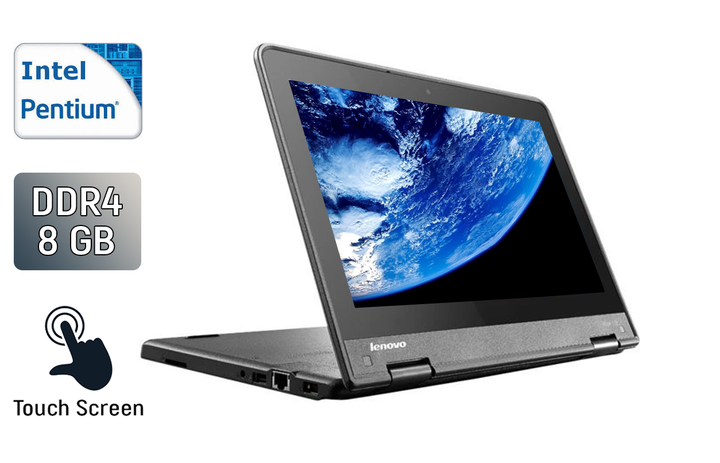 Нетбук-трансформер Lenovo ThinkPad Yoga 11e / 11.6" (1366x768) TN Touch / Intel Pentium Silver N5000 (4 ядра по 1.1 - 2.7 GHz) / 8 GB DDR4 / 128 GB SSD / Intel UHD Graphics 605 / WebCam / HDMI б/у - Фото 1 Нетбук-трансформер Lenovo ThinkPad Yoga 11e / 11.6" (1366x768) TN Touch / Intel Pentium Silver N5000 (4 ядра по 1.1 - 2.7 GHz) / 8 GB DDR4 / 128 GB SSD / Intel UHD Graphics 605 / WebCam / HDMI б/у - изображение 1
