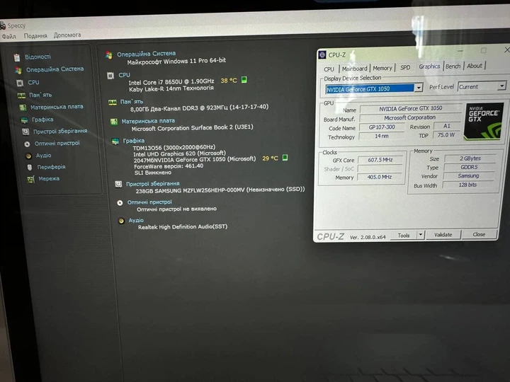 Игровой ультрабук-трансформер Microsoft Surface Book 2 / 15.0" (3000x2000) IPS Touch / Intel Core i7-8650U (4 (8) ядра по 1.9 - 4.2 GHz) / 8 GB DDR4 / 256 GB SSD / nVidia GeForce GTX 1050, 2 GB GDDR5, 128-bit / WebCam / Win 11 Pro б/у - изображение 7