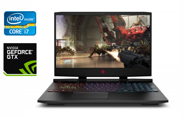 Ігровий ноутбук Б-клас HP Omen 15-dc0030nr / 15.6" (1920x1080) IPS / Intel Core i7-8750H (6 (12) ядер по 2.2 - 4.1 GHz) / 16 GB DDR4 / 512 GB SSD / nVidia GeForce GTX 1060, 6 GB GDDR5, 192-bit / WebCam / HDMI б/в - Фото 1 Ігровий ноутбук Б-клас HP Omen 15-dc0030nr / 15.6" (1920x1080) IPS / Intel Core i7-8750H (6 (12) ядер по 2.2 - 4.1 GHz) / 16 GB DDR4 / 512 GB SSD / nVidia GeForce GTX 1060, 6 GB GDDR5, 192-bit / WebCam / HDMI б/в - зображення 1