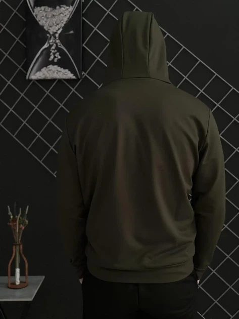 Кофта чоловіча демісезонна на змійці 2XL хакі Герб (двонитка) - Фото 2 Кофта чоловіча демісезонна на змійці 2XL хакі Герб (двонитка) - зображення 2