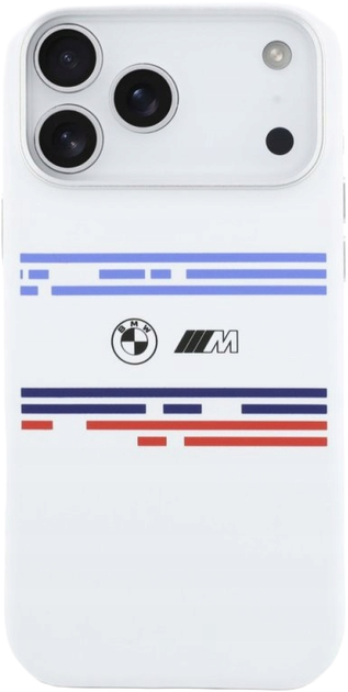 Панель BMW M Silicon Horizontal Line MagSafe для Apple iPhone 17 Pro White (BMHMP17L25SHOTSH) - зображення 2
