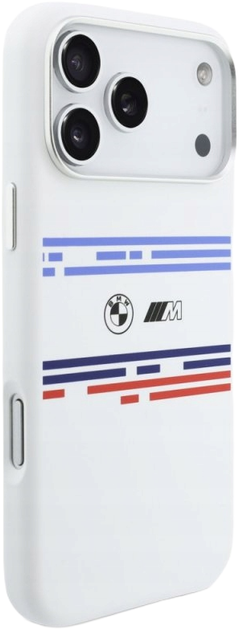 Панель BMW M Silicon Horizontal Line MagSafe для Apple iPhone 17 Pro White (BMHMP17L25SHOTSH) - зображення 3