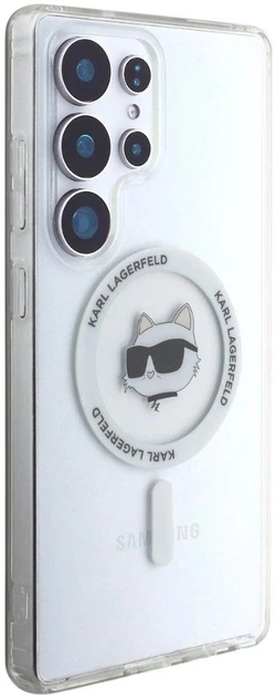 Панель Karl Lagerfeld Button Choupette Head Printed Logo MagSafe для Samsung Galaxy S25 Ultra White (3666339449919) - зображення 4