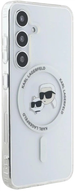 Панель Karl Lagerfeld Button Karl & Choupette Heads Printed Logo MagSafe для Samsung Galaxy S25 White (3666339449988) - зображення 4