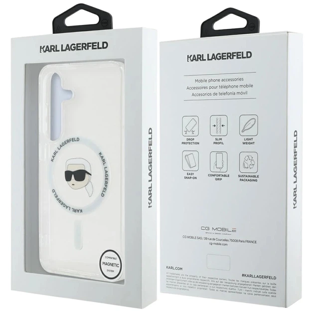 Панель Karl Lagerfeld  Button Karl Head Printed Logo MagSafe для Samsung Galaxy S25 White (3666339450014) - зображення 8