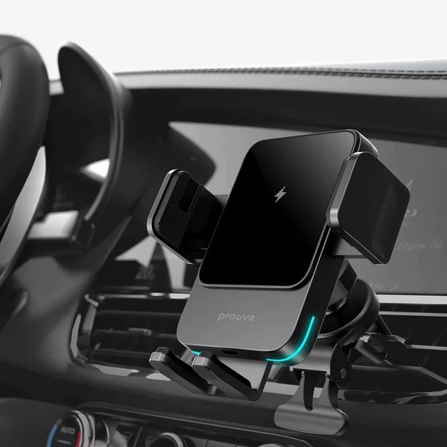 Автомобільний тримач Proove WHSN15002001 Sonic для смартфона, бездротова зарядка QI 15W Black - зображення 2