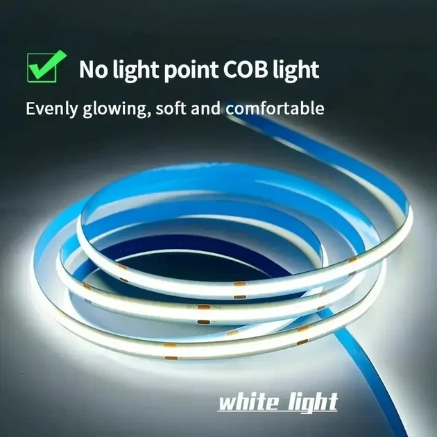 USB светодиодная лента 5V COB, холодный белый свет, с сенсорной кнопкой, 5м - изображение 8